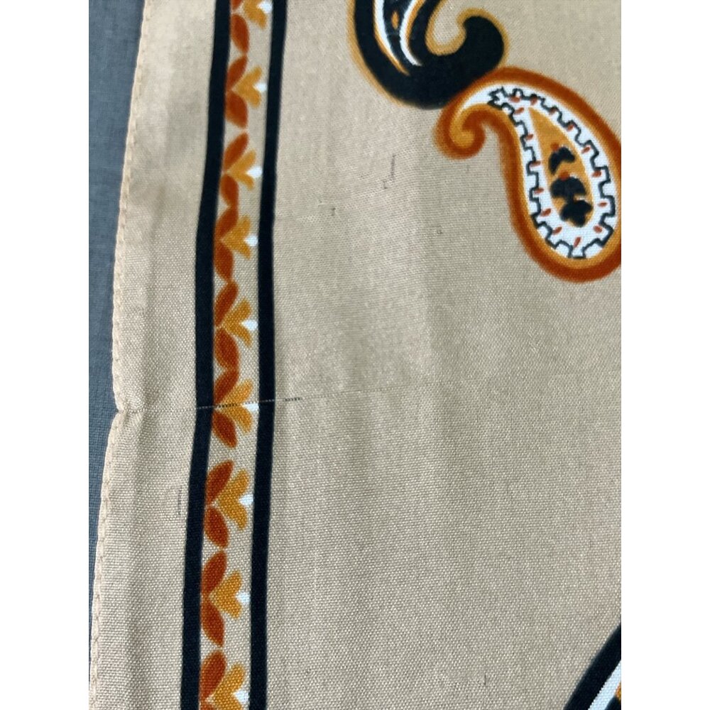 Vintage Karina Paisley Scarf – Tan, Brown & Black Rectangular Neck Scarf - Picture 3 of 8
